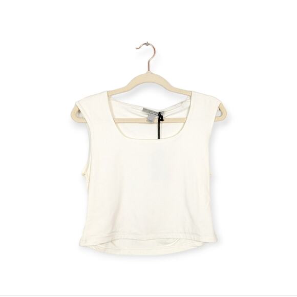 NWT All Saints Off White Tamie Tank Sleeveless Stretch Crop Top Size 10 - Picture 1 of 8
